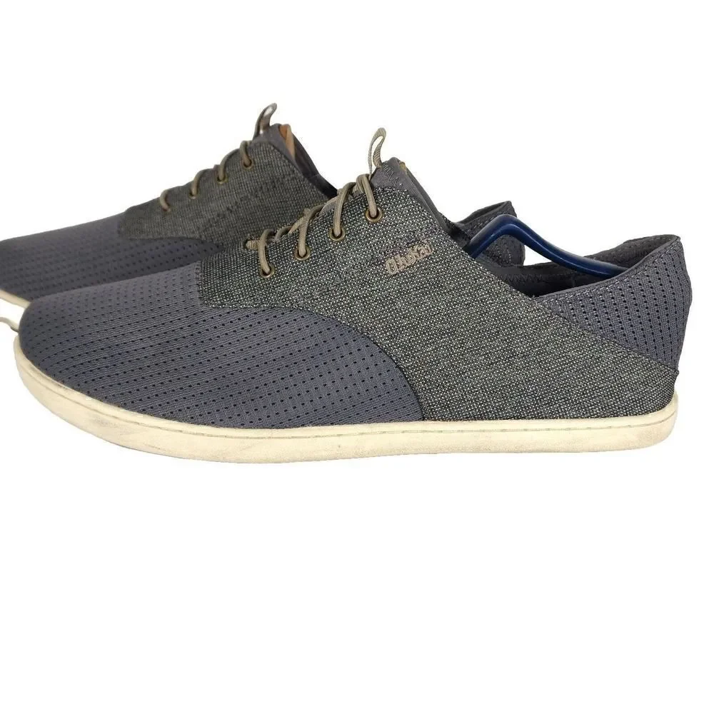 OluKai Men's Nohea Moku US 10 Gray Lace Up Flats Loafer Sneakers Shoes